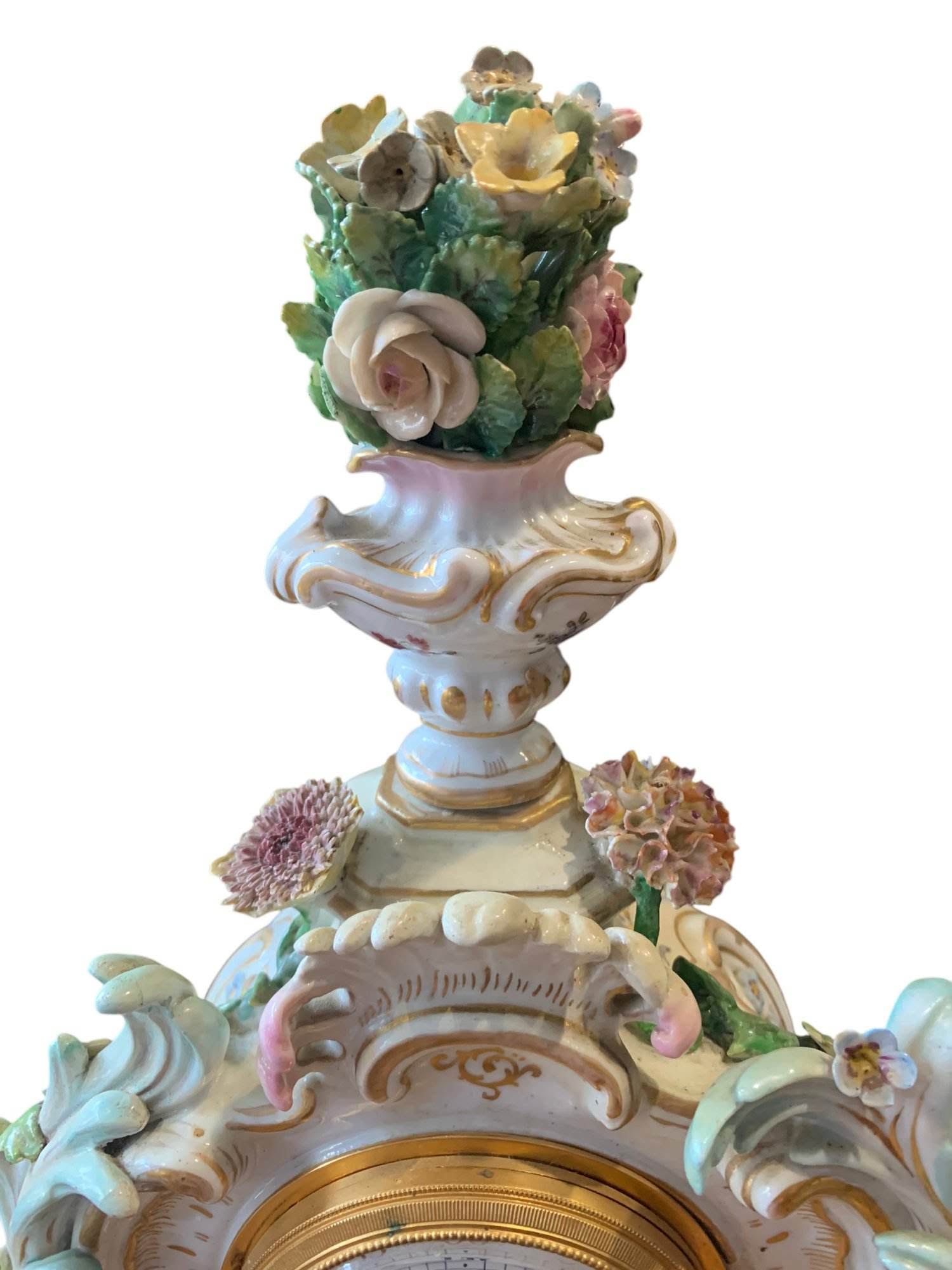 Fabulous Meissen Porcelain Floral Mantel clock – ca1860 - Image 3