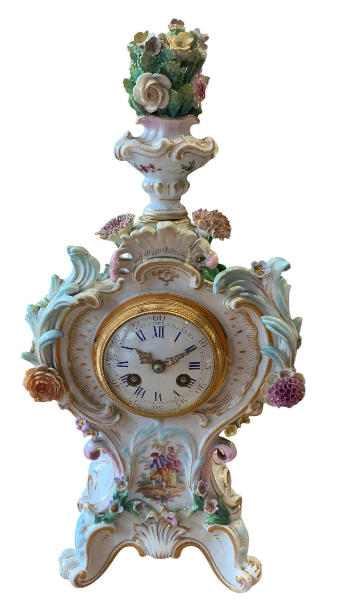Fabulous Meissen Porcelain Floral Mantel clock – ca1860 - Image 2