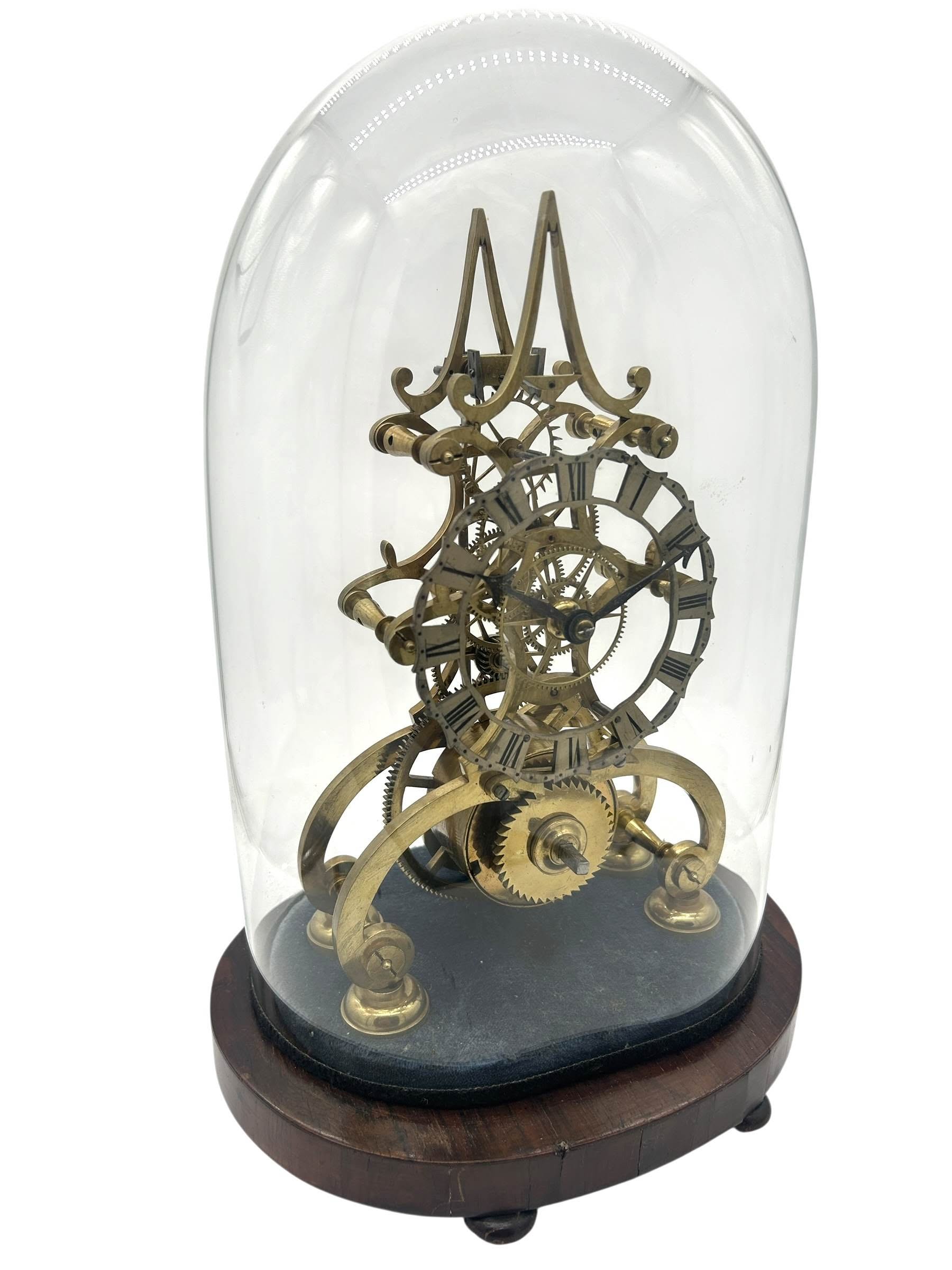 Awesome Rare Victorian 6 spoke wheel Skeleton Mantel Clock - ca1870 - Image 7
