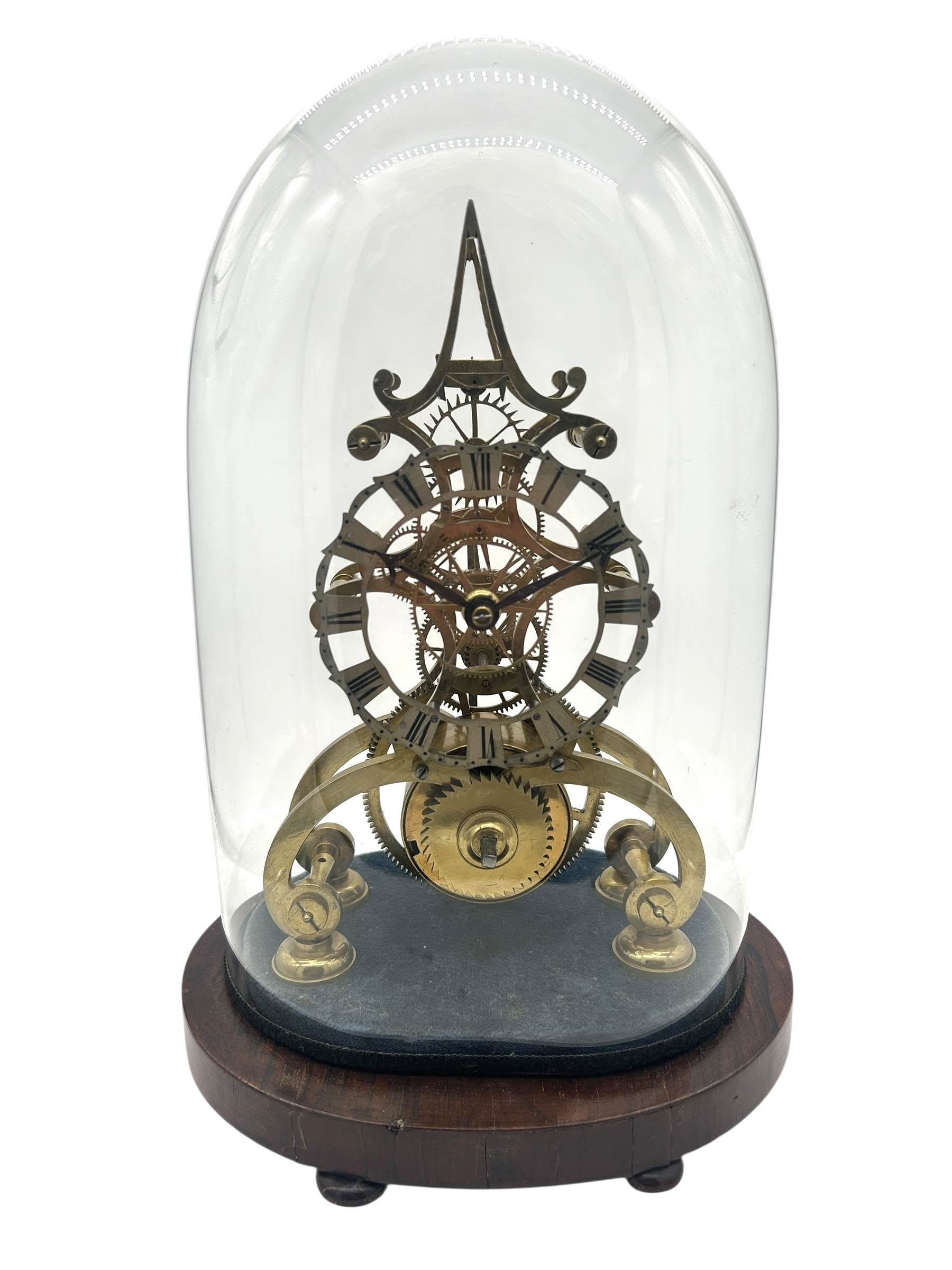 Awesome Rare Victorian 6 spoke wheel Skeleton Mantel Clock - ca1870