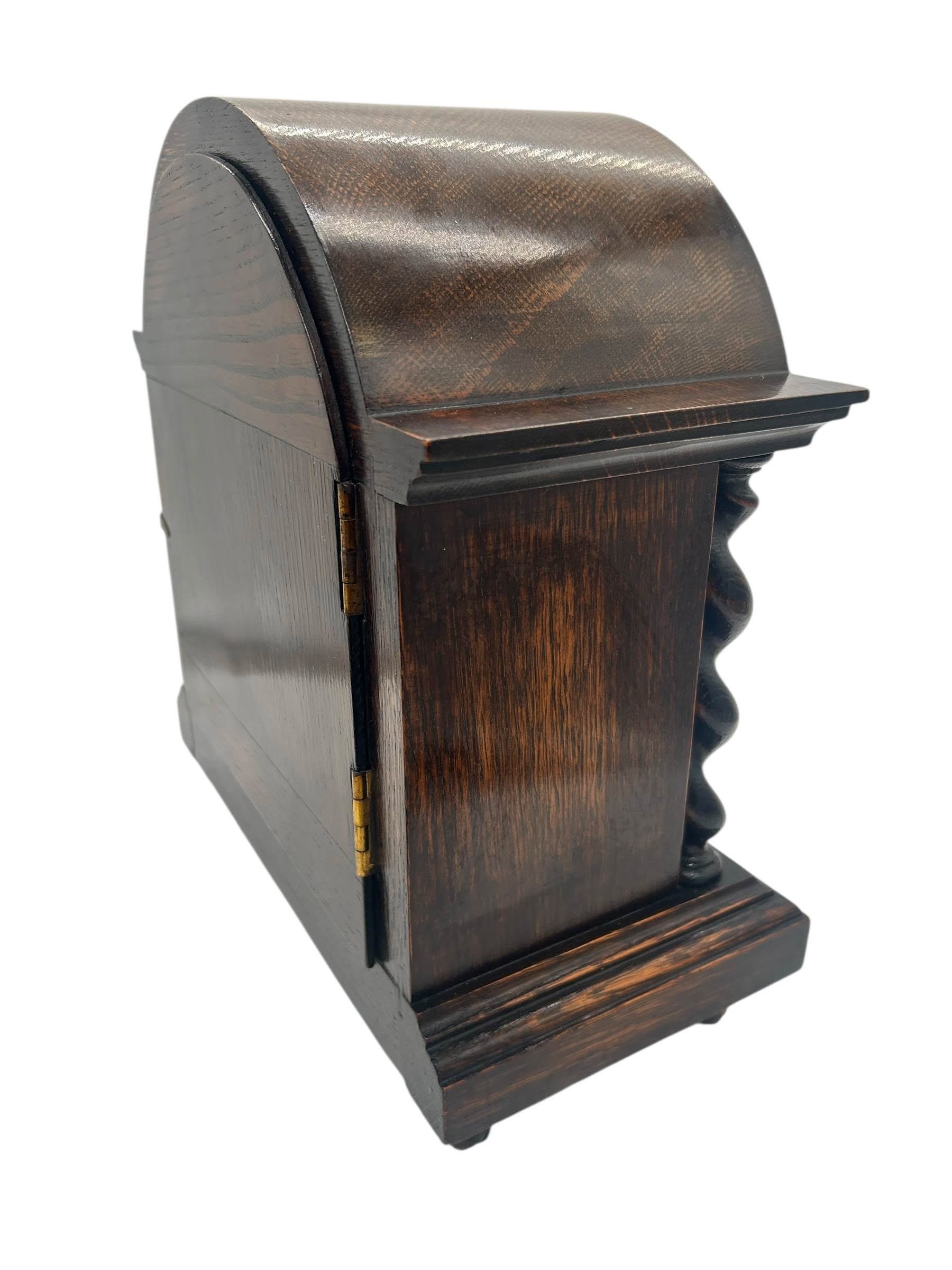 Lovely English Oak Case Astral Mantel Clock – 8 Day gong striking Clock - Image 4