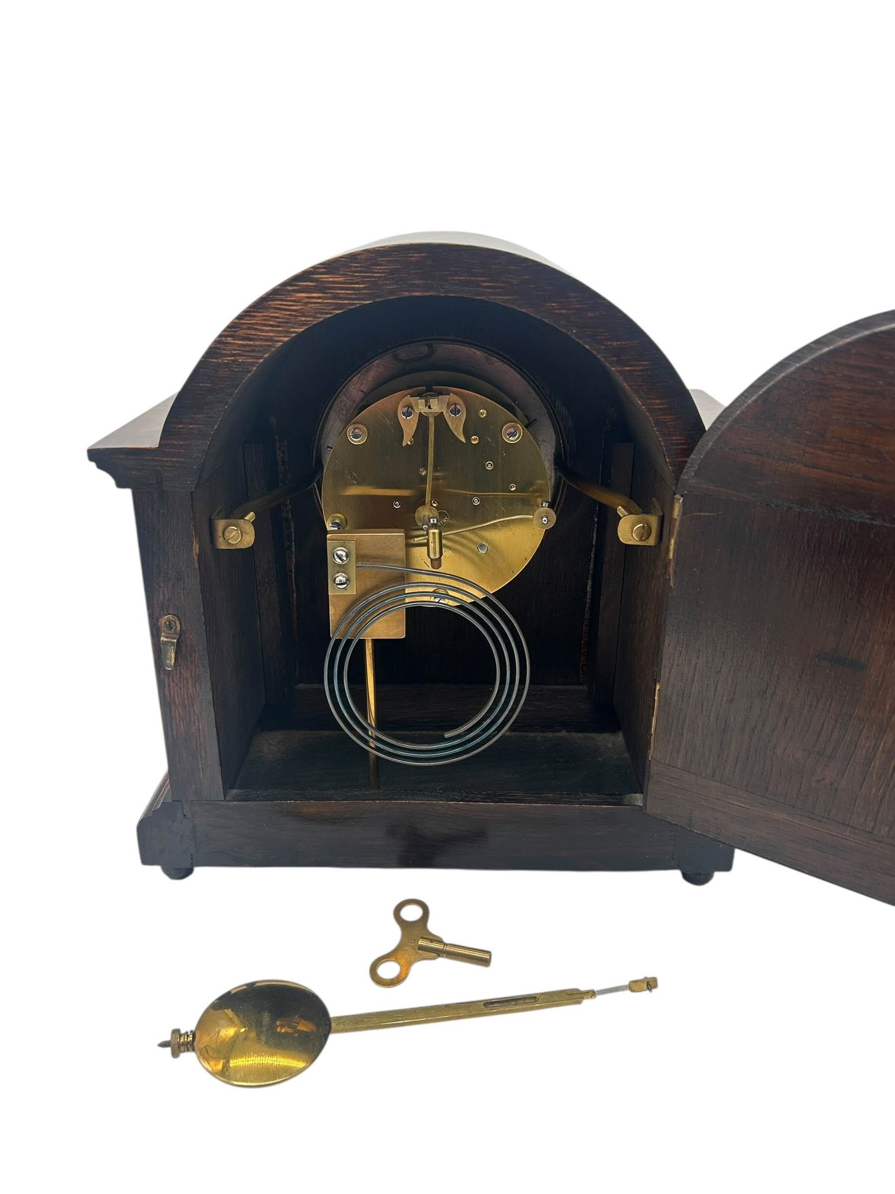 Lovely English Oak Case Astral Mantel Clock – 8 Day gong striking Clock - Image 5