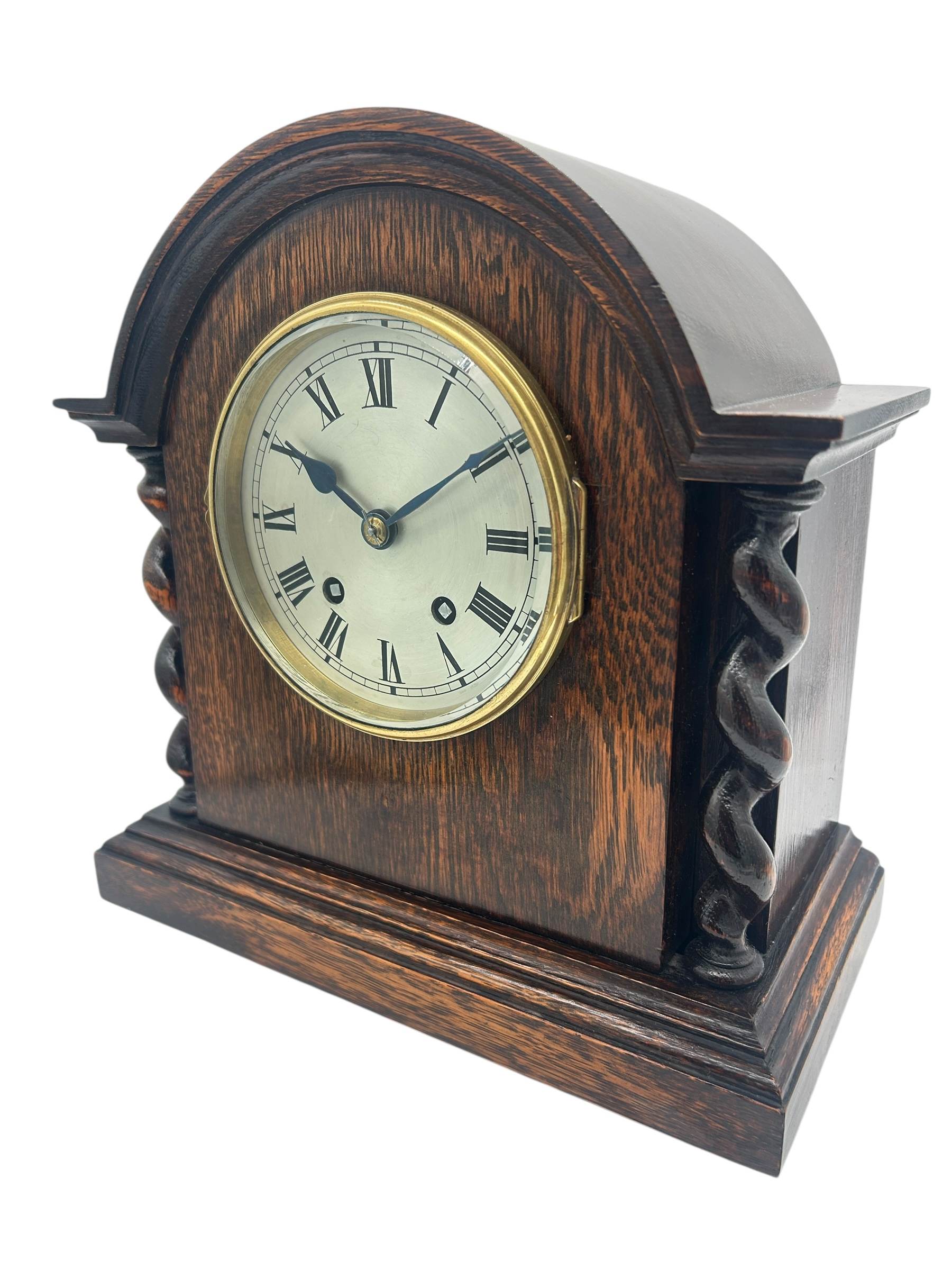 Lovely English Oak Case Astral Mantel Clock – 8 Day gong striking Clock - Image 8