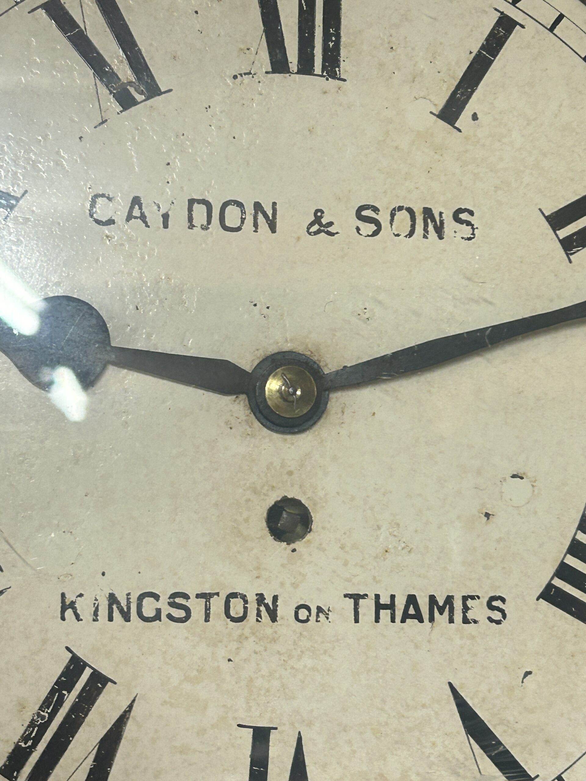 Stunning Antique English fusee drop dial wall clock – ca1890 - Image 2