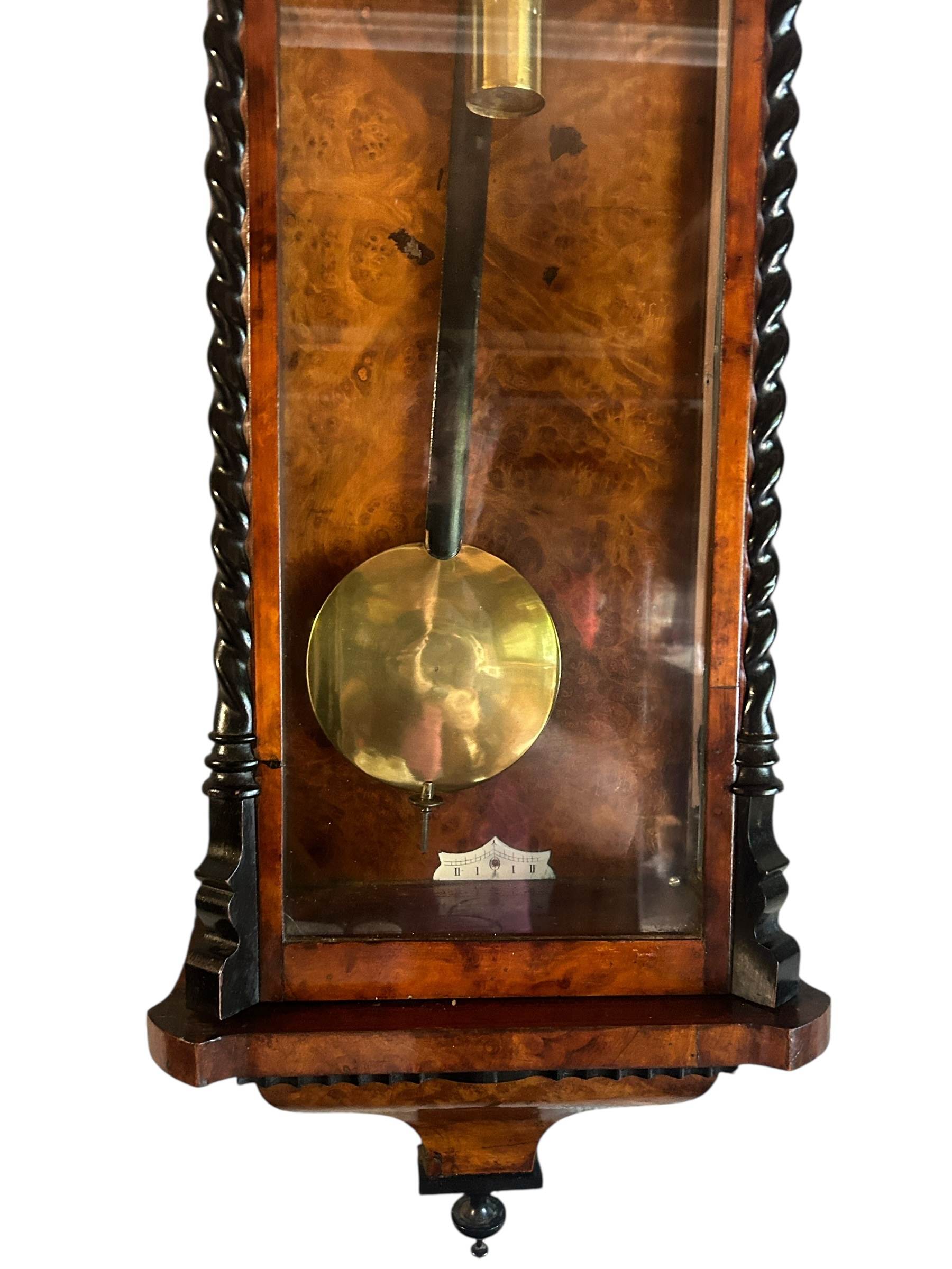 Amazing Rare maple eye Walnut Vienna Regulator Clock – Ca 1880 - Image 4