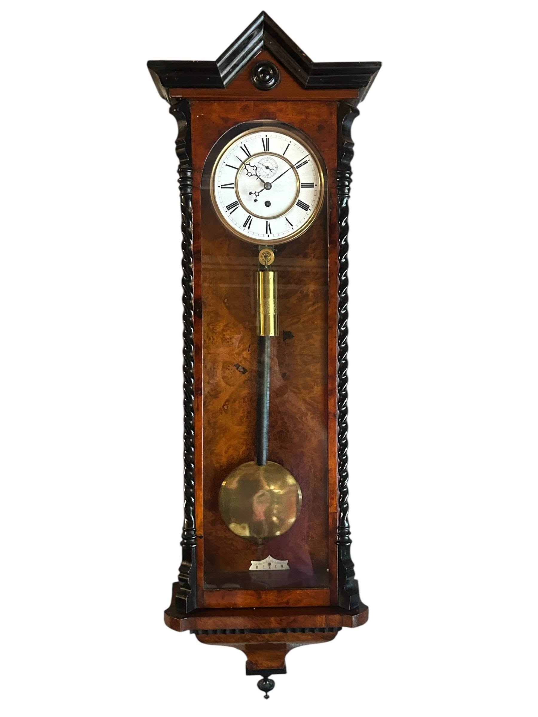Amazing Rare maple eye Walnut Vienna Regulator Clock – Ca 1880
