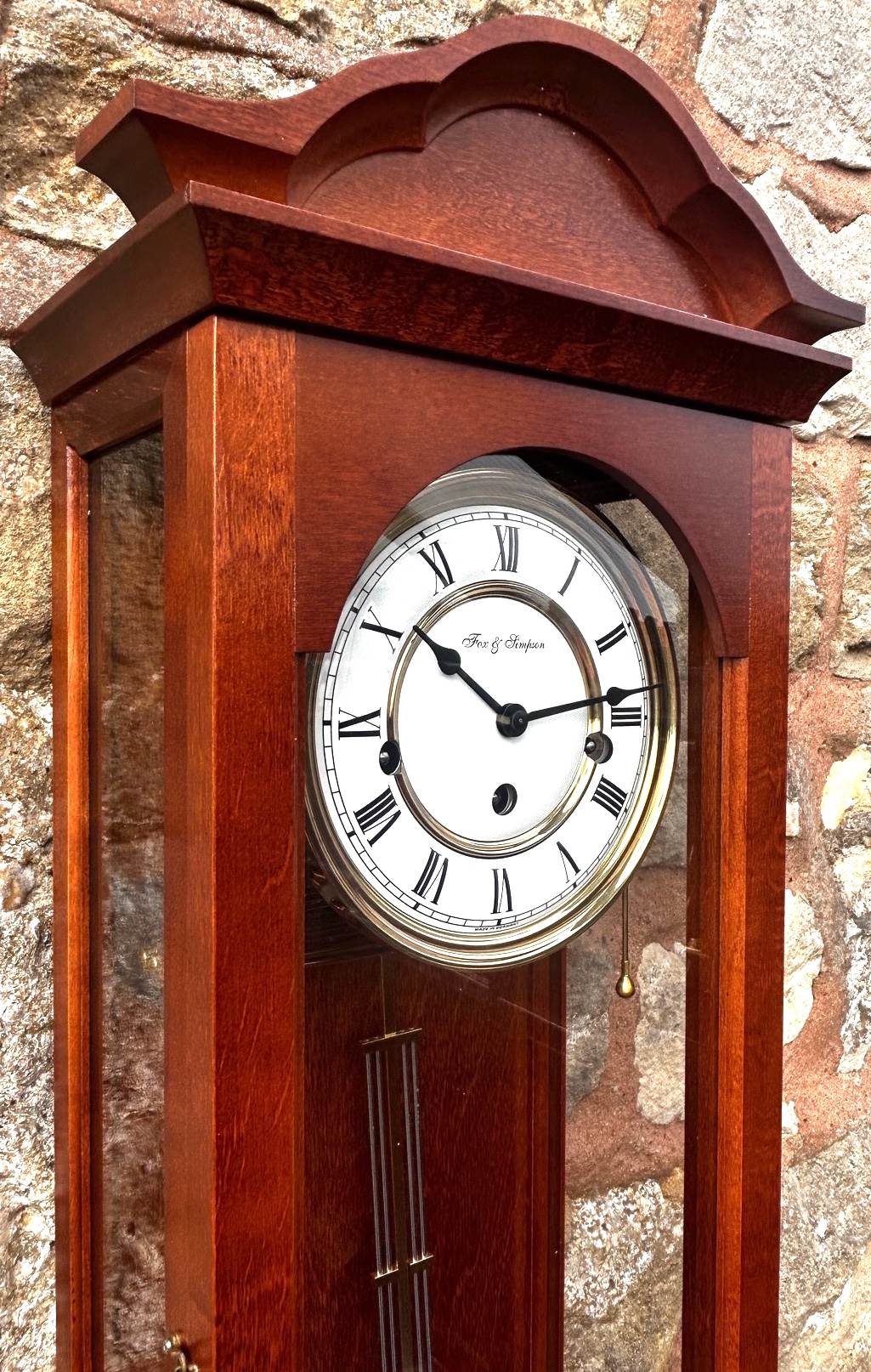 Vintage Blonde Mahogany Hermle & john Veinna wall clock – Westminster chime - Image 3