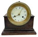 Fabulous Bulkhead ships Clock on Oak stand – ca1910