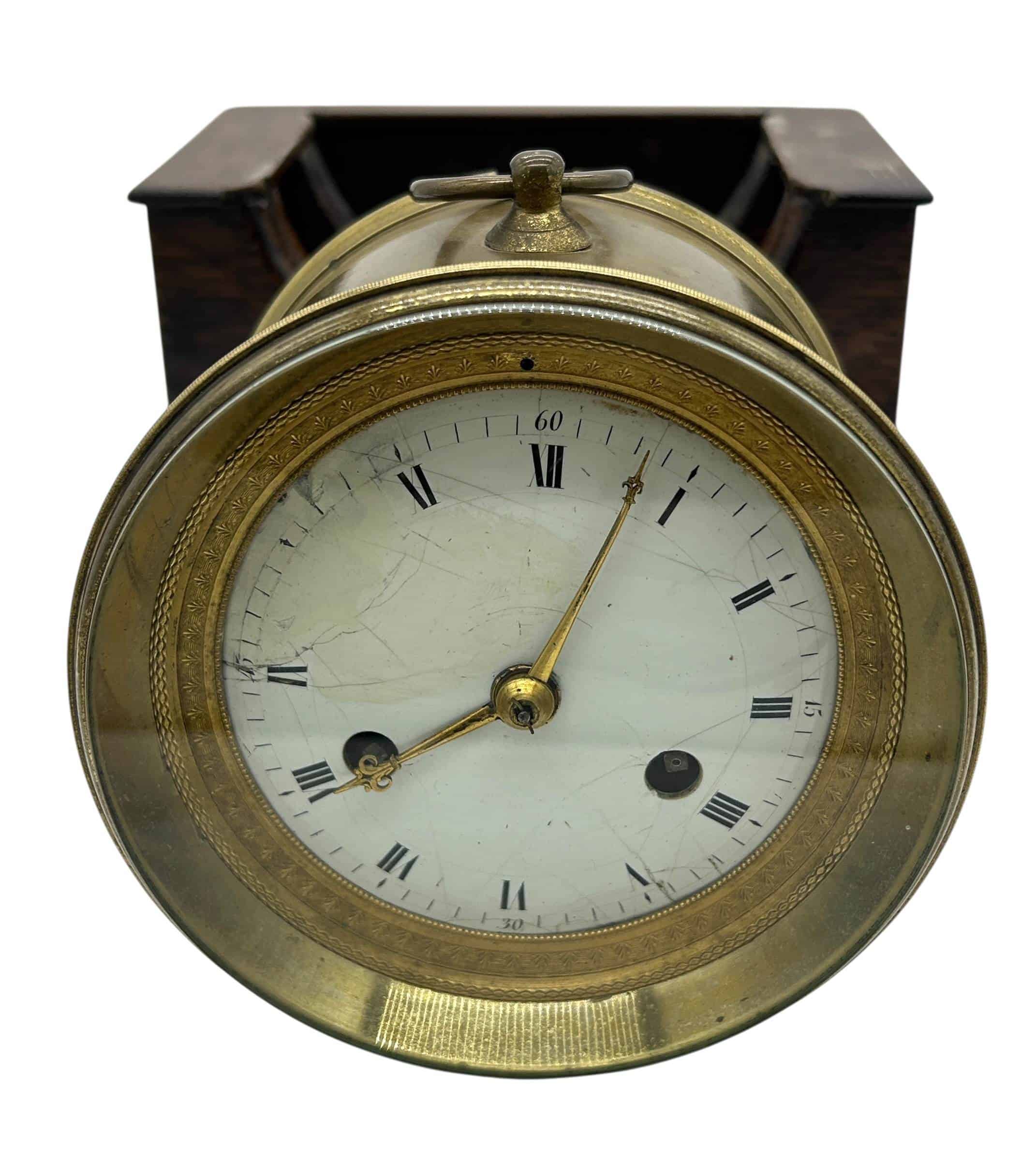 Fabulous Bulkhead ships Clock on Oak stand – ca1910 - Image 5