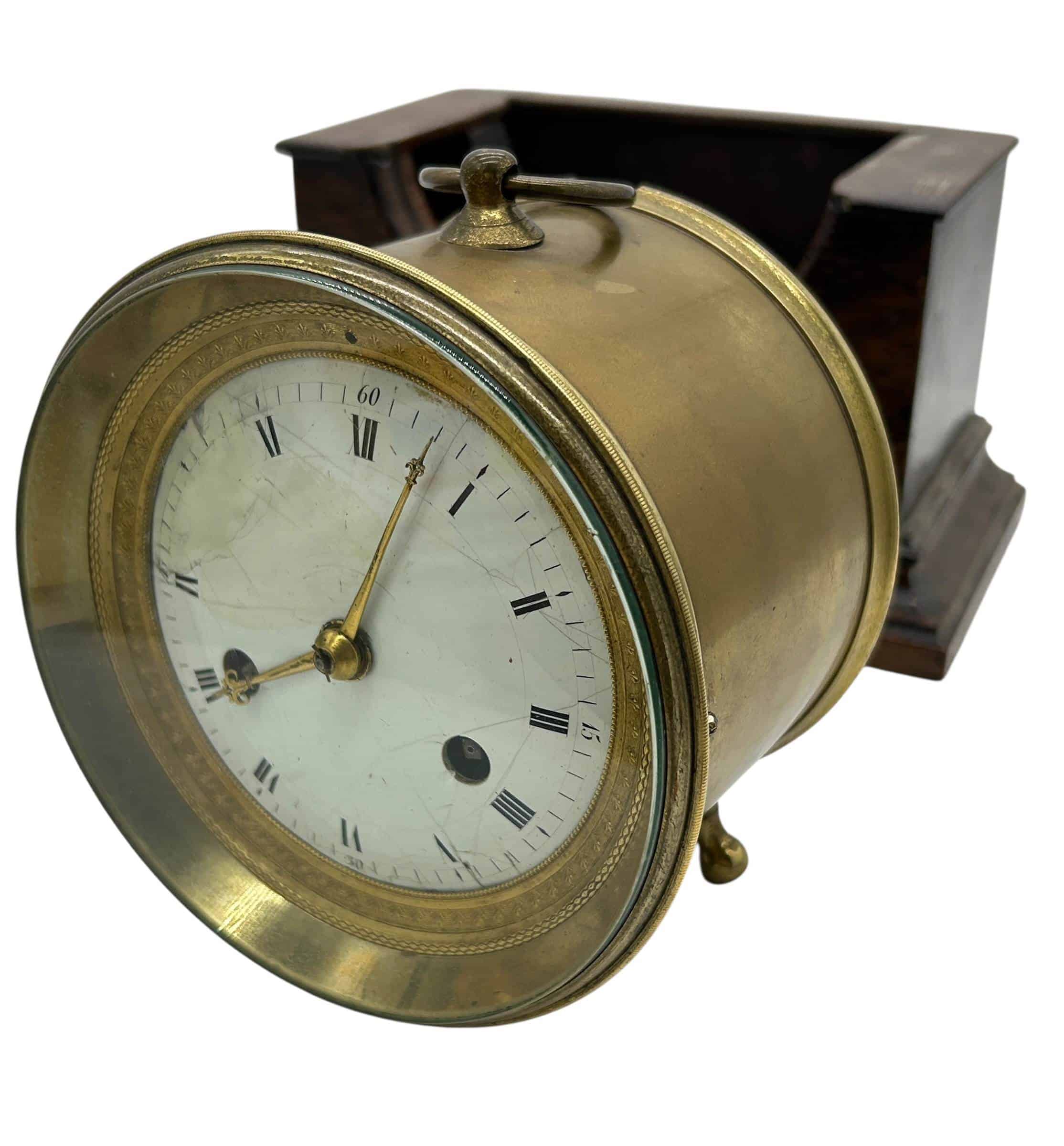 Fabulous Bulkhead ships Clock on Oak stand – ca1910 - Image 7