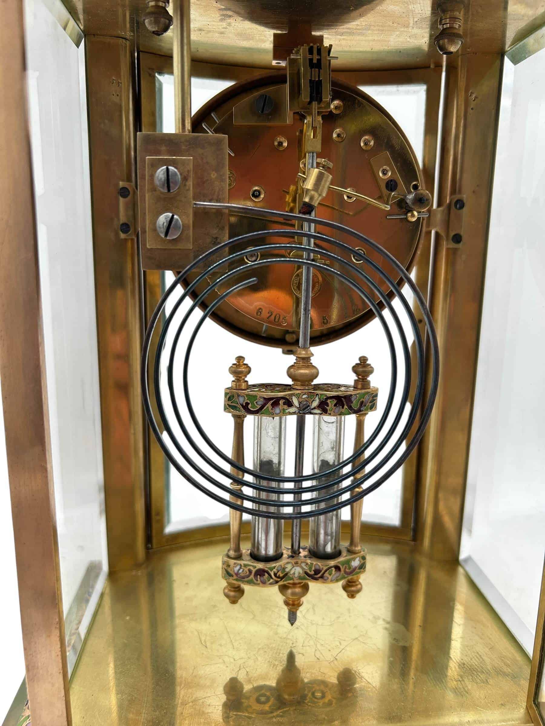 French Regulator 4 glass & green onyx champleve case Mantel clock – ca1880 - Image 5