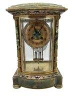 French Regulator 4 glass & green onyx champleve case Mantel clock – ca1880