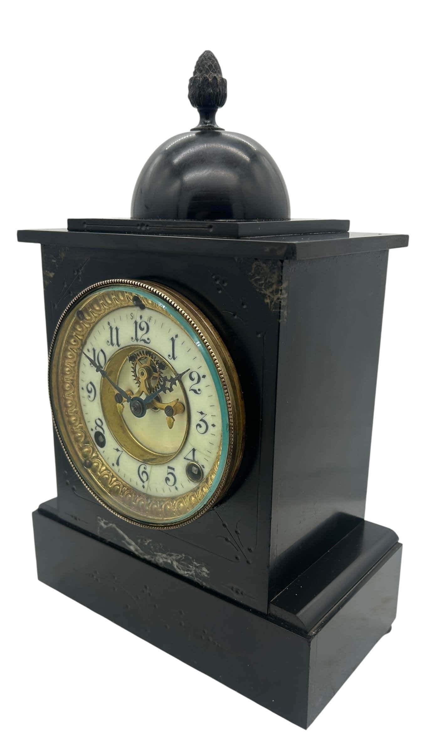 Lovely American Ansonia Slate Mantel Clock – ca1900 - Image 9