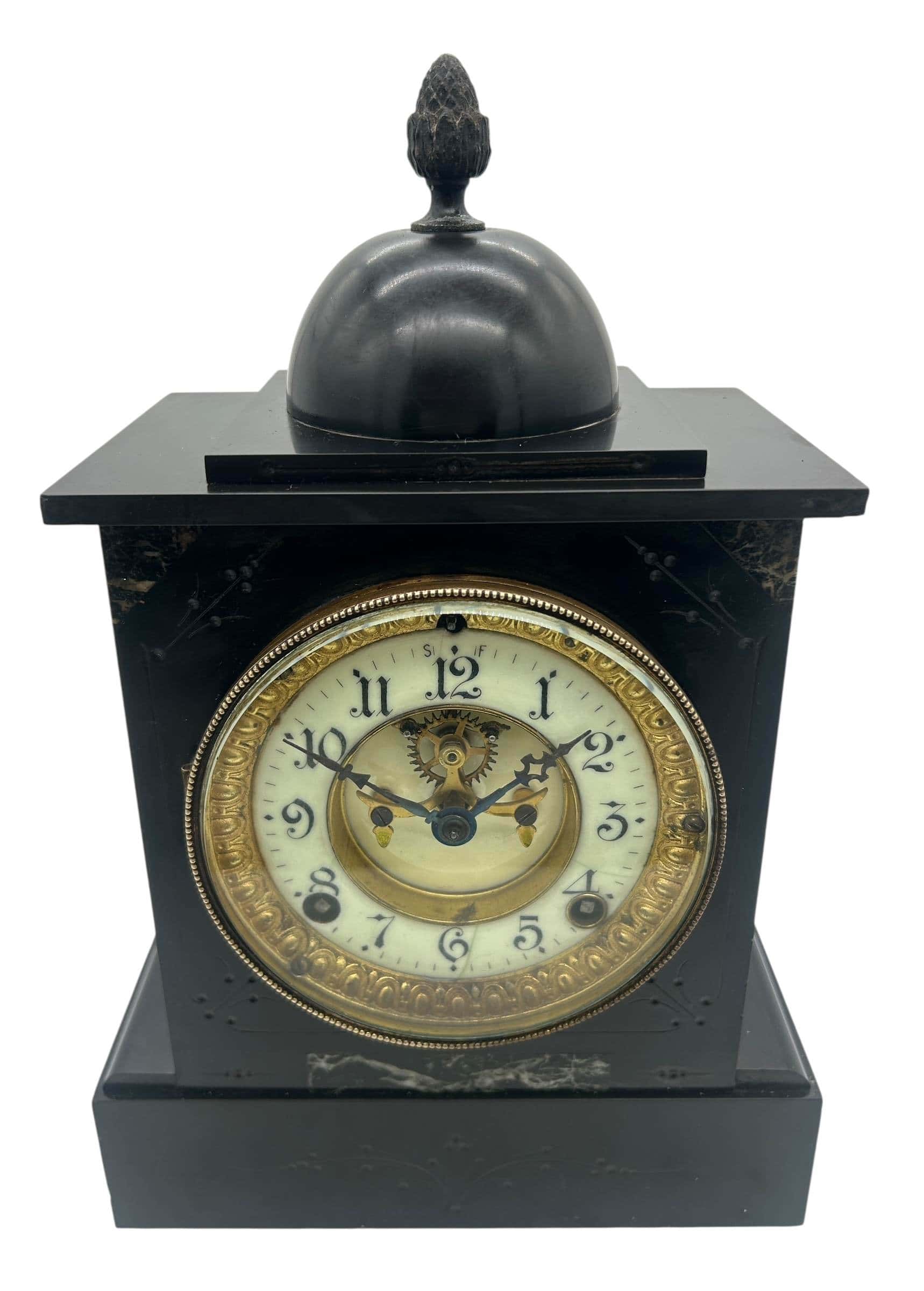 Lovely American Ansonia Slate Mantel Clock – ca1900 - Image 7