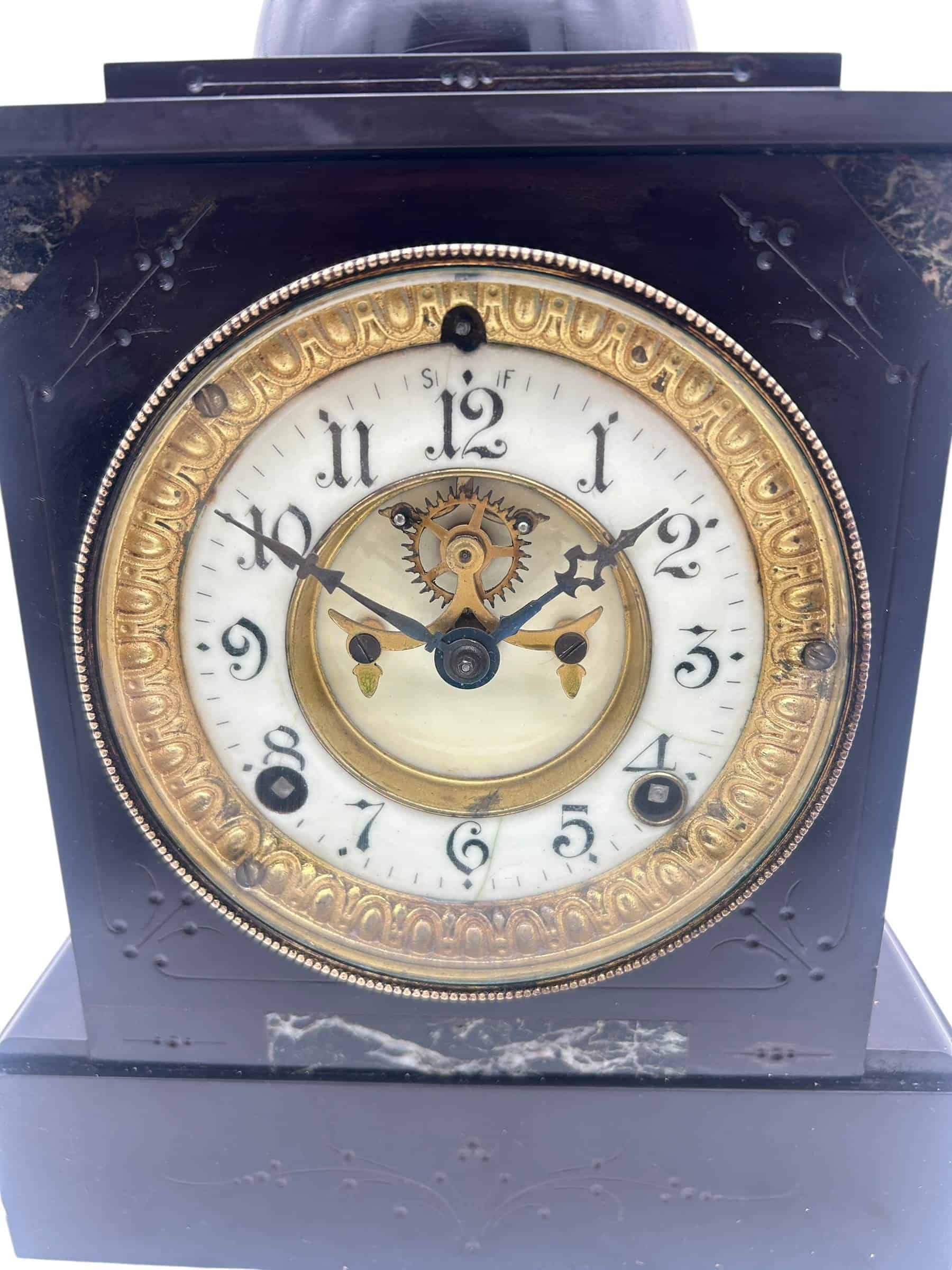 Lovely American Ansonia Slate Mantel Clock – ca1900 - Image 3