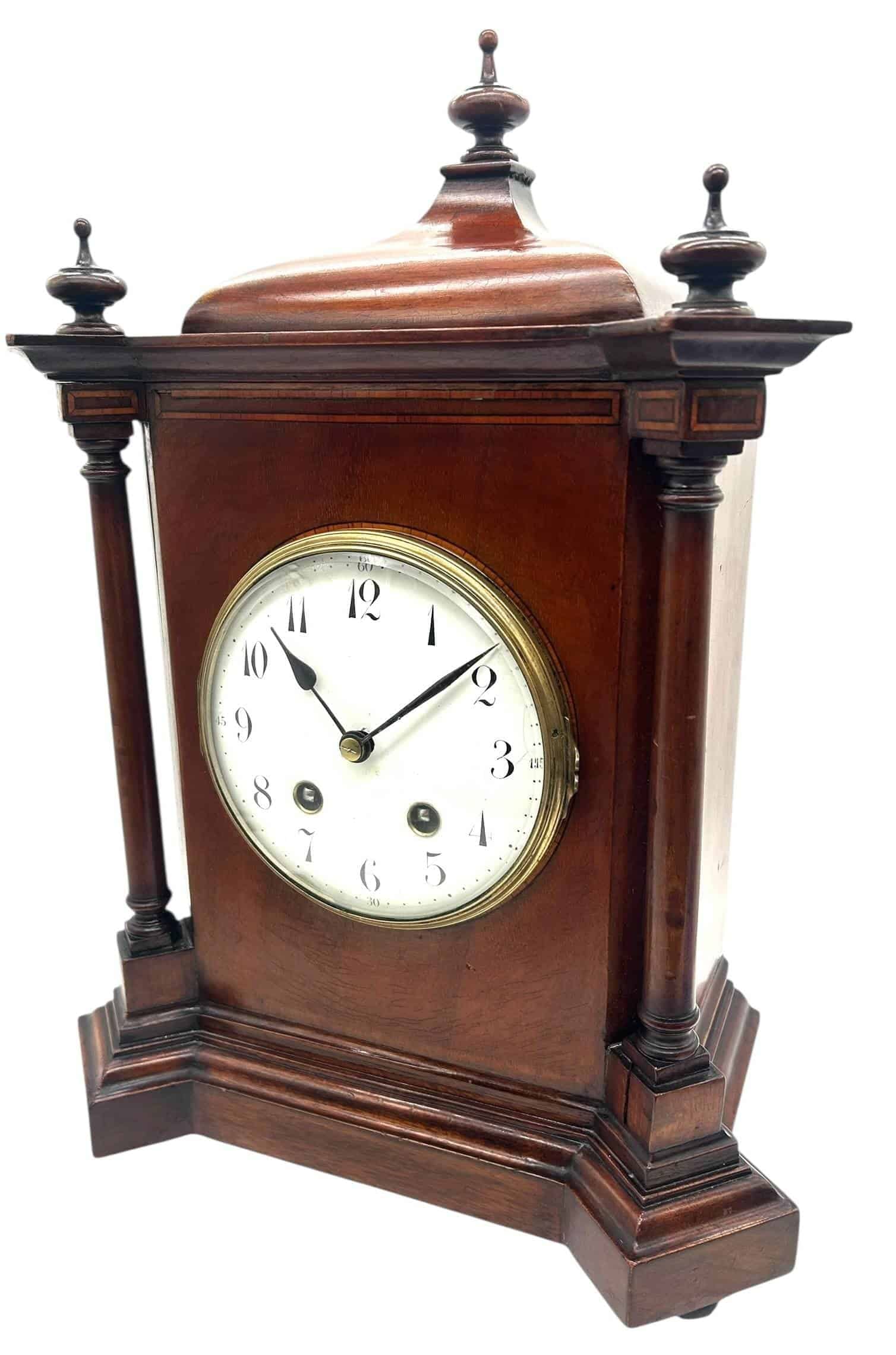 Edwardian Mahogany Mantel Clock – 8 Day Striking Clock – Pagoda Top C1900