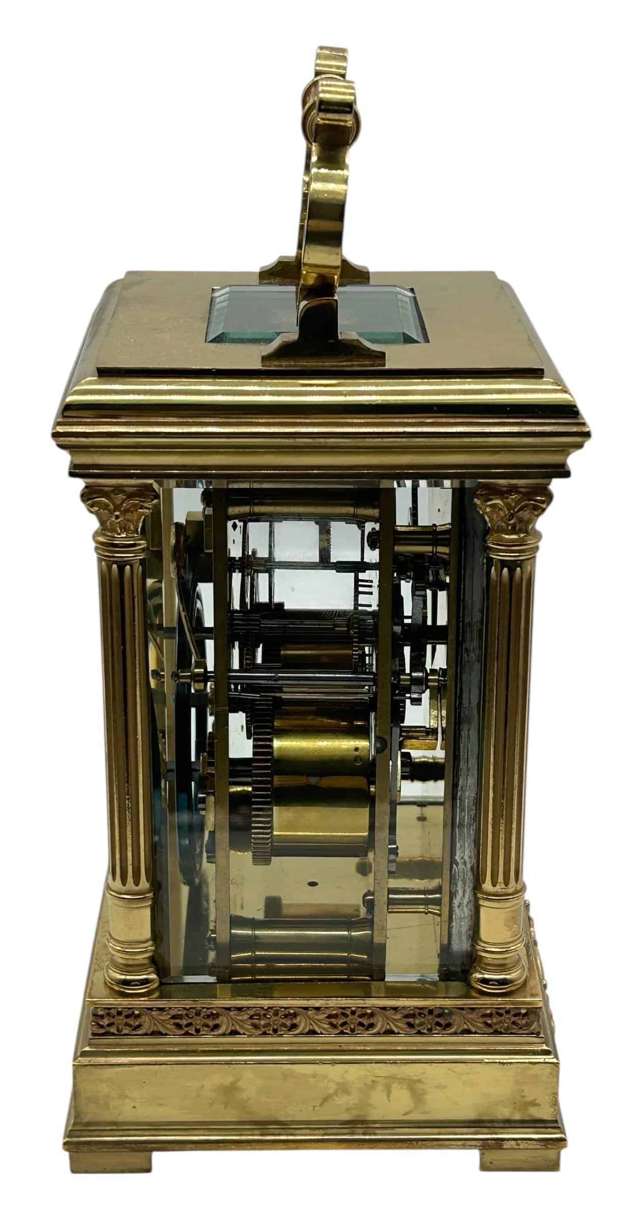 Art Nouveau Mantel Clock Tulip Designed Masked Dial – French 8-Day Gong Striking Carriage Clock