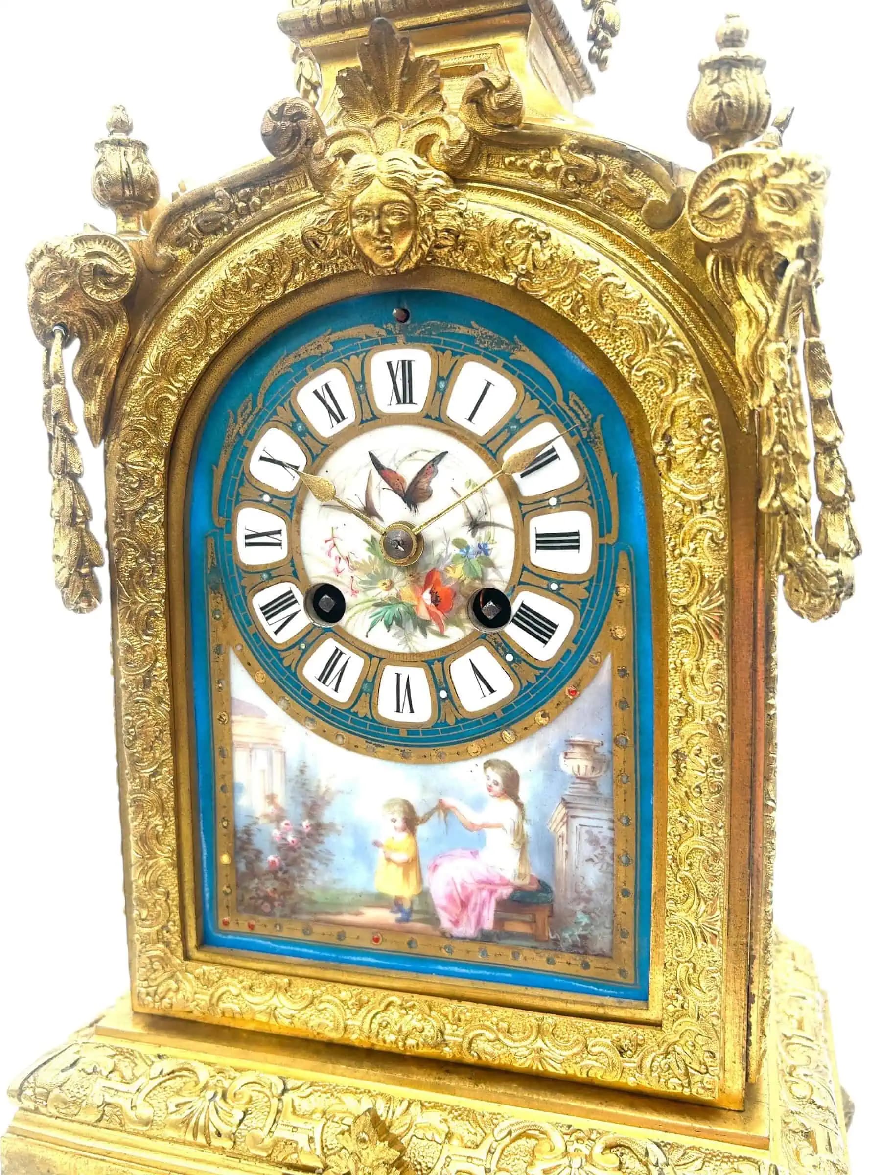 Sevres Ormolu 8-day mantel Clock
