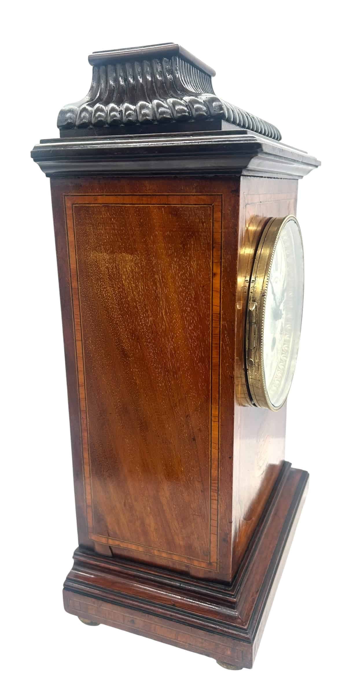 French Inlaid Mahogany Mantel Clock