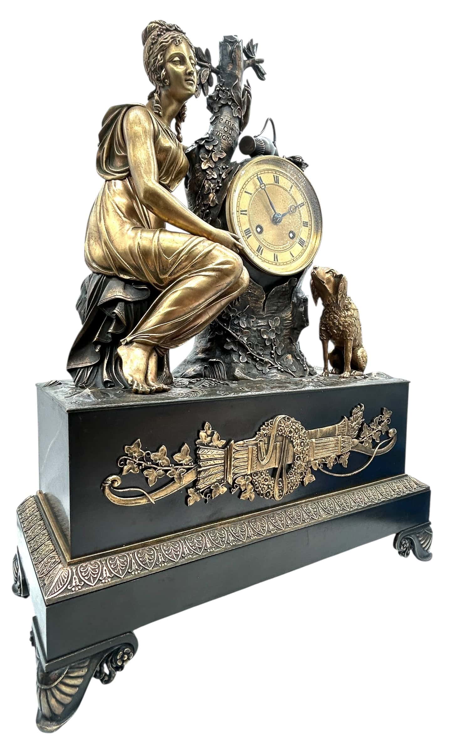 French Empire Bronze Clock