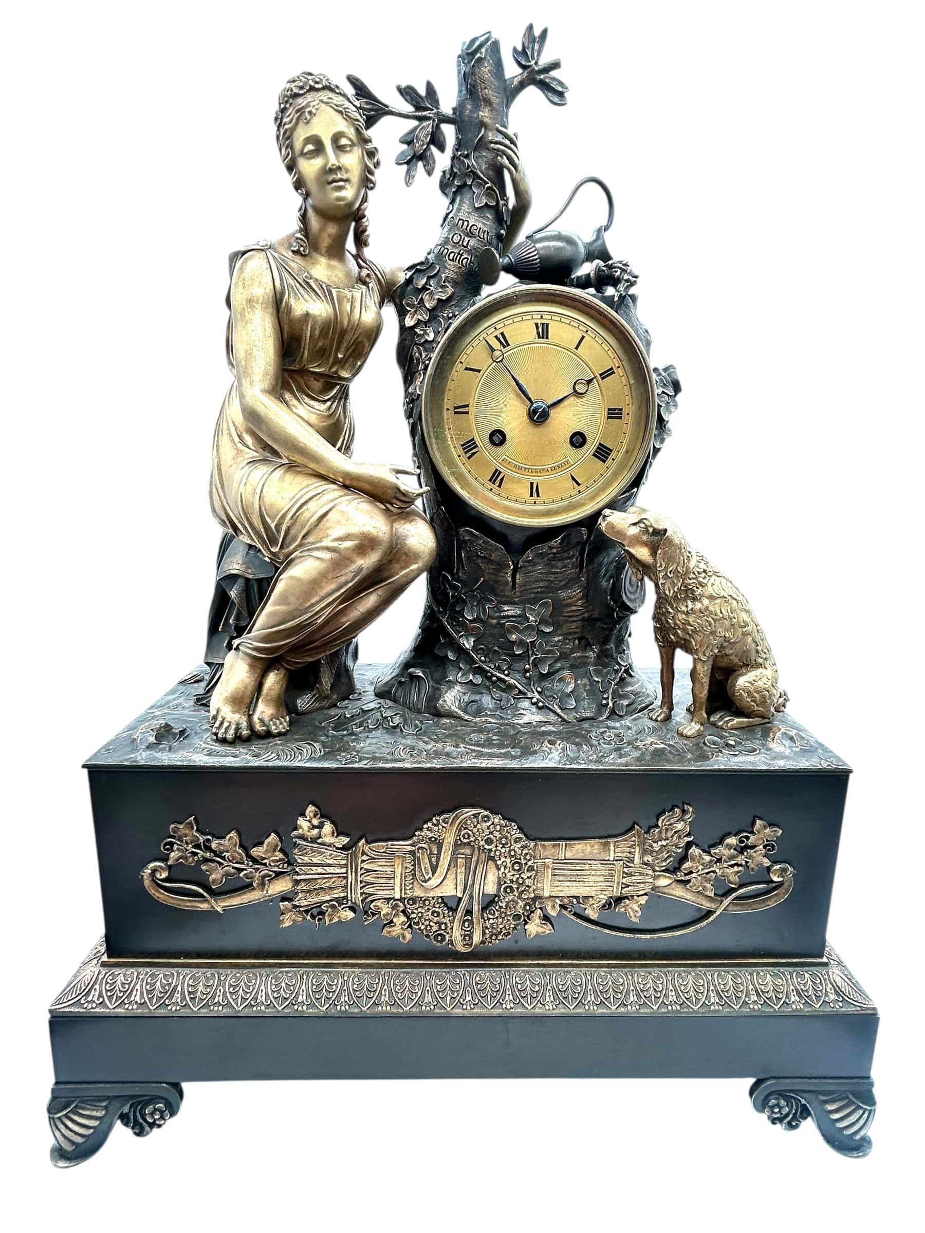 French Empire Bronze Clock